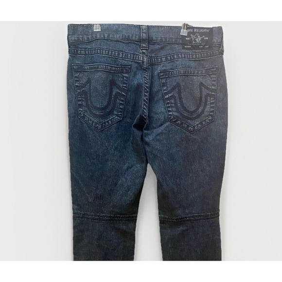 True Religion Geno Moto Relaxed Straight Leg Jeans‎ Denim Dark Blue Size 34x33 - Picture 1 of 10